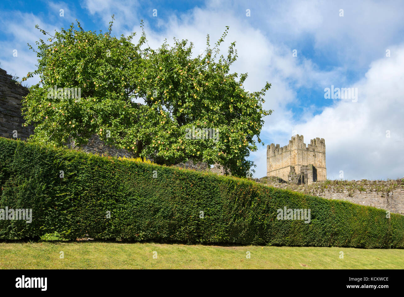 Le poste de pilotage jardin à Château de Richmond dans le North Yorkshire, en Angleterre. Banque D'Images