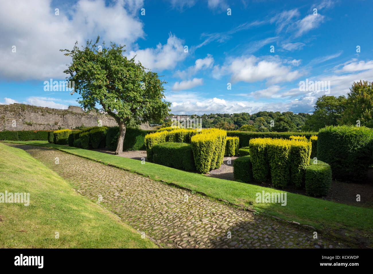 Le poste de pilotage jardin à château de Richmond dans le North Yorkshire, en Angleterre. Banque D'Images