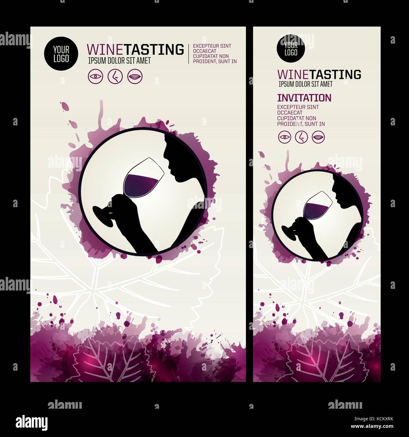 Illustration avec silhouette de femme de boire du vin. Modèle pour l'affiche, une brochure ou une invitation dégustation de vins. Dégustation de vin vecteur d'icônes. Illustration de Vecteur
