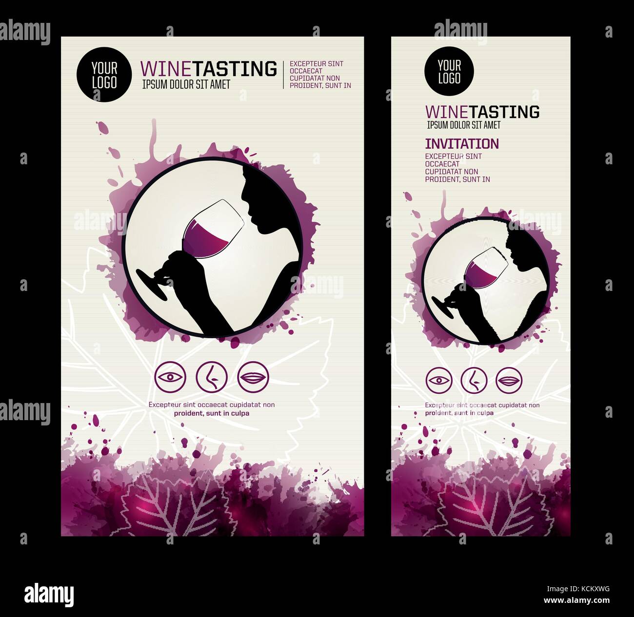 Modèle pour l'affiche, un dépliant ou une invitation dégustation de vins. Dégustation de vin vecteur d'icônes. Illustration de Vecteur