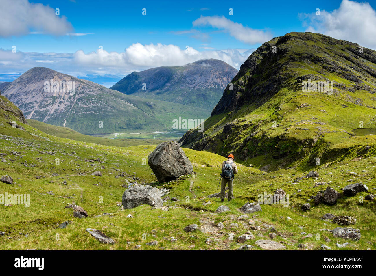 Beinn na Cro, Beinn Dearg Mhór et un Stac over choire Uaigneich sur la piste de Bla Bheinn, île de Skye, Écosse, Royaume-Uni. Banque D'Images
