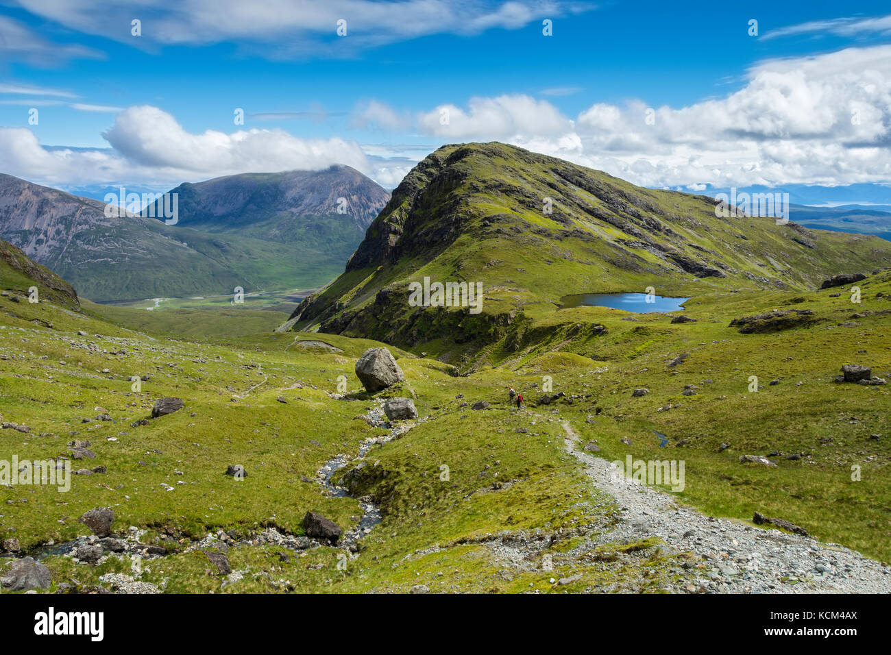 Beinn Dearg Mhór et un Stac over choire Uaigneich sur la piste de Bla Bheinn, île de Skye, Ecosse, Royaume-Uni. Banque D'Images