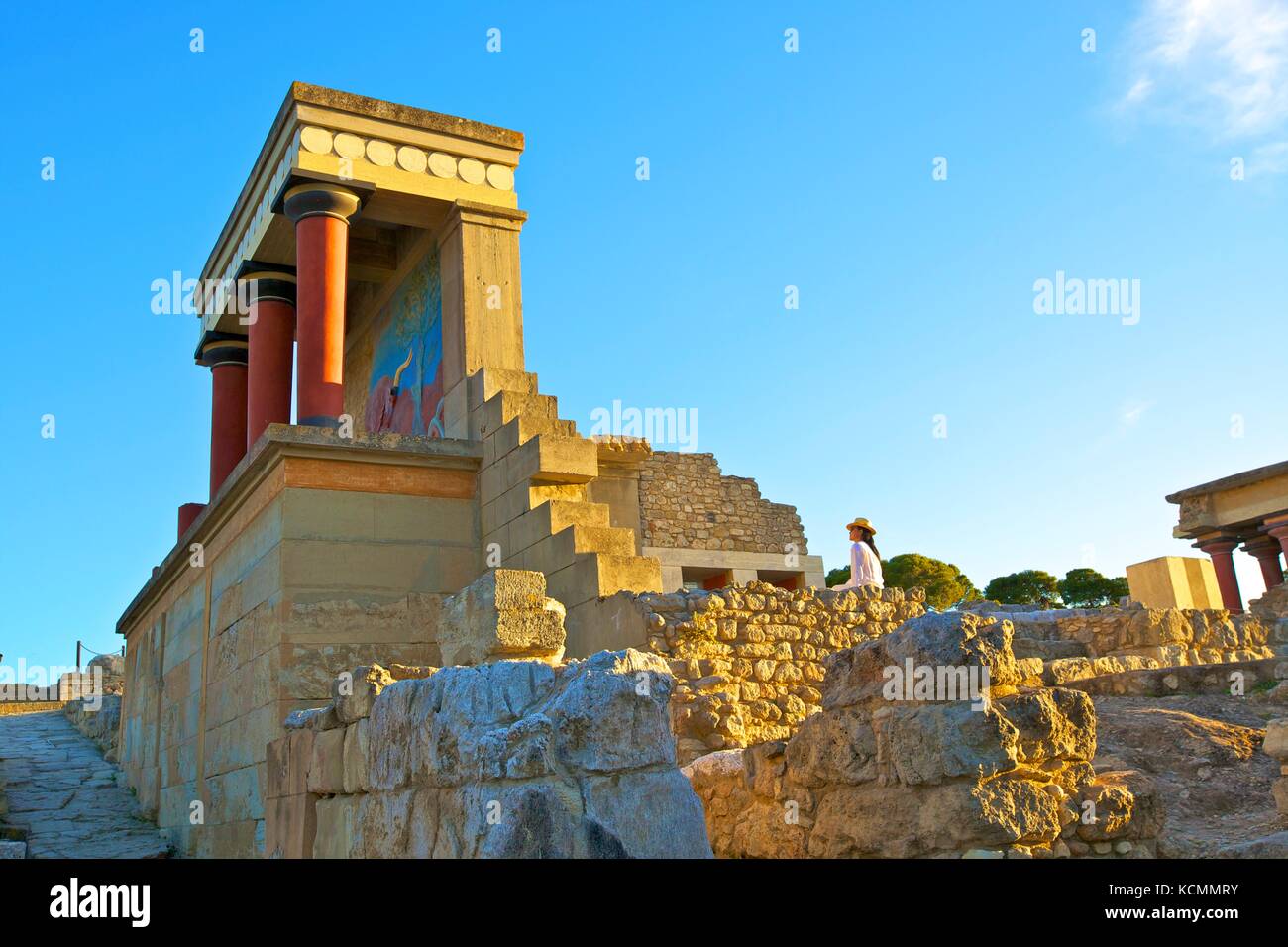 Le Palais Minoen de Knossos, Knossos, Héraklion, Crète, îles grecques, Grèce, Europe Banque D'Images
