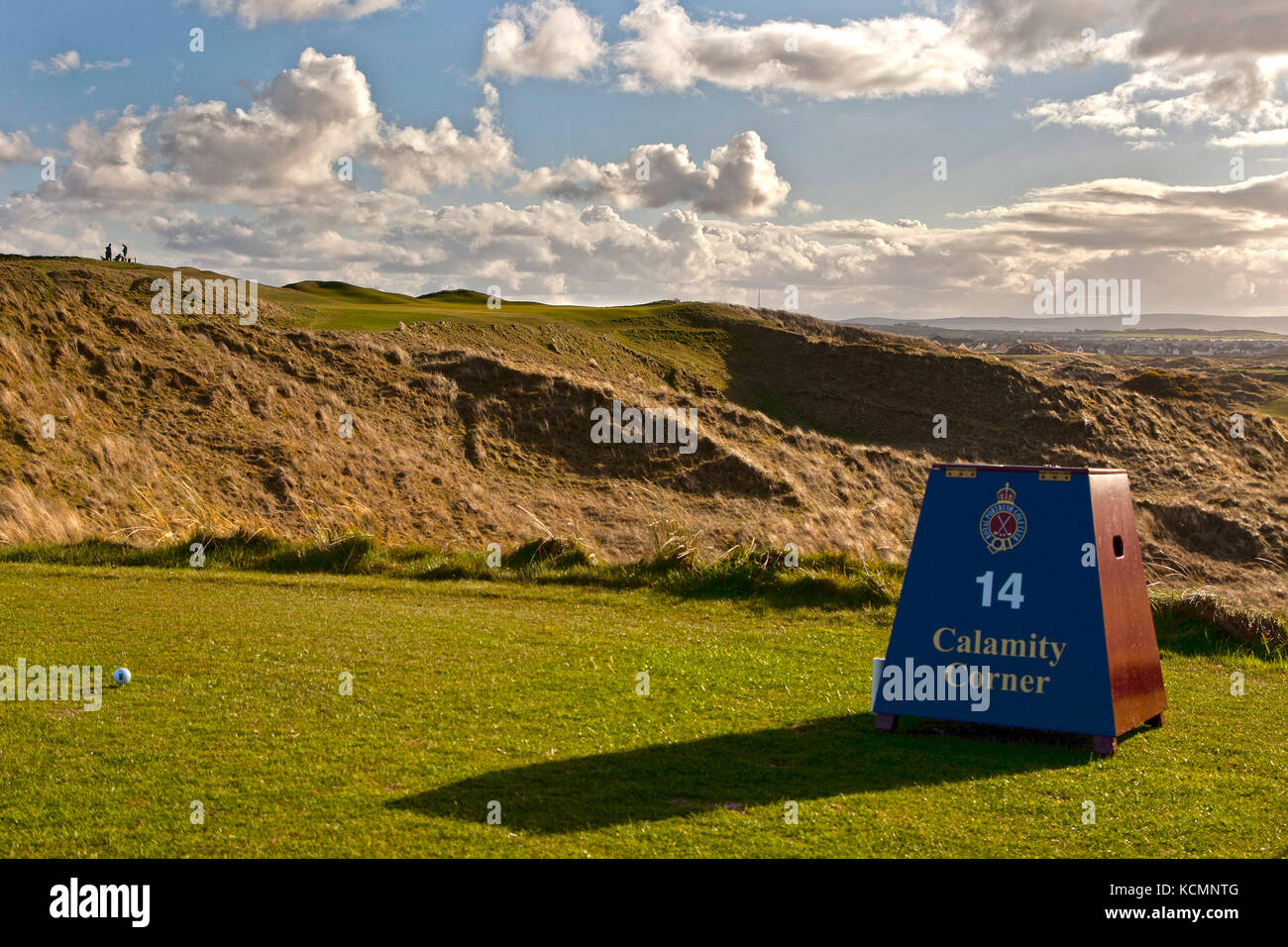 Le club de golf Royal Portrush le lieu de l'open de golf 2019 calamity corner 14e sur le cours de dunluce Banque D'Images