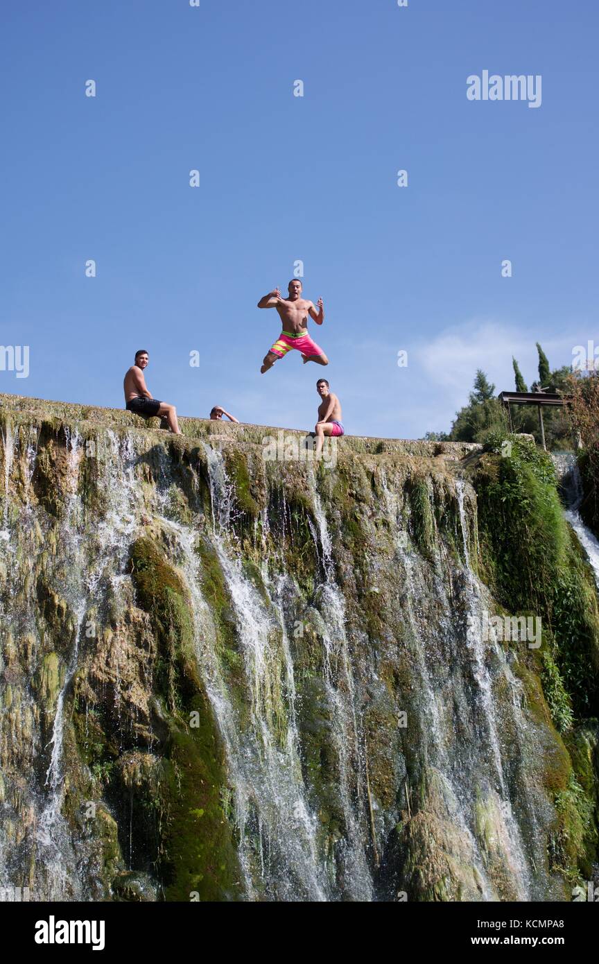 Cascade Salto de Bierge, Huesca, Espagne Banque D'Images