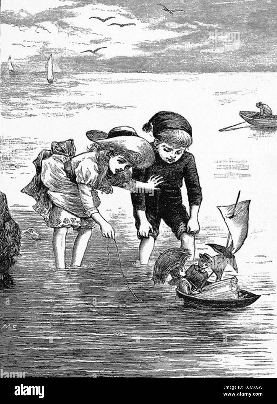 Dollies at Sea décrit la vie des dollies, faisant probablement référence à de petits bateaux ou à des personnes impliquées dans des activités maritimes, capturant un moment unique dans l'histoire maritime ou la culture côtière. Banque D'Images