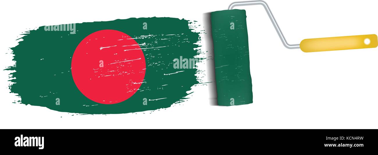 Coup de pinceau avec le Bangladesh drapeau national isolé sur un fond blanc. vector illustration. Illustration de Vecteur