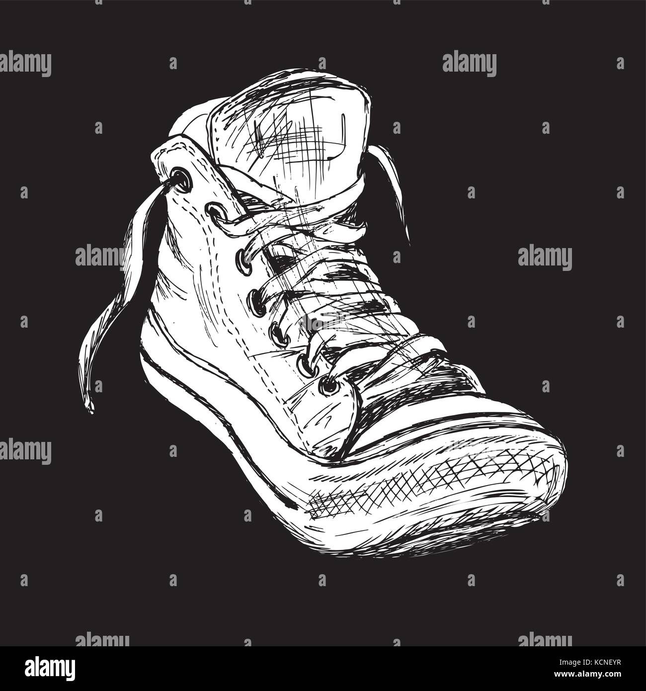 Vintage sneakers hand drawn Illustration de Vecteur