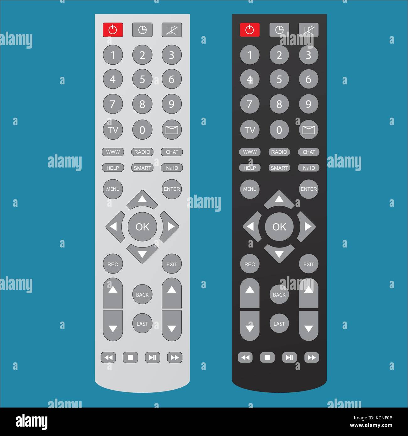 Dark and Light tv remote control. Illustration de Vecteur