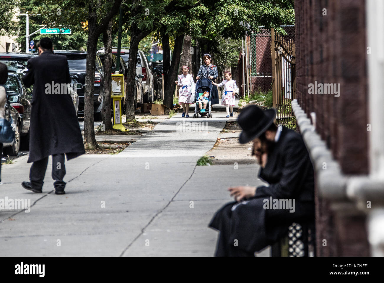 Les Juifs conservateurs surtout dans un quartier juif de Brooklyn, New York City, USA Banque D'Images