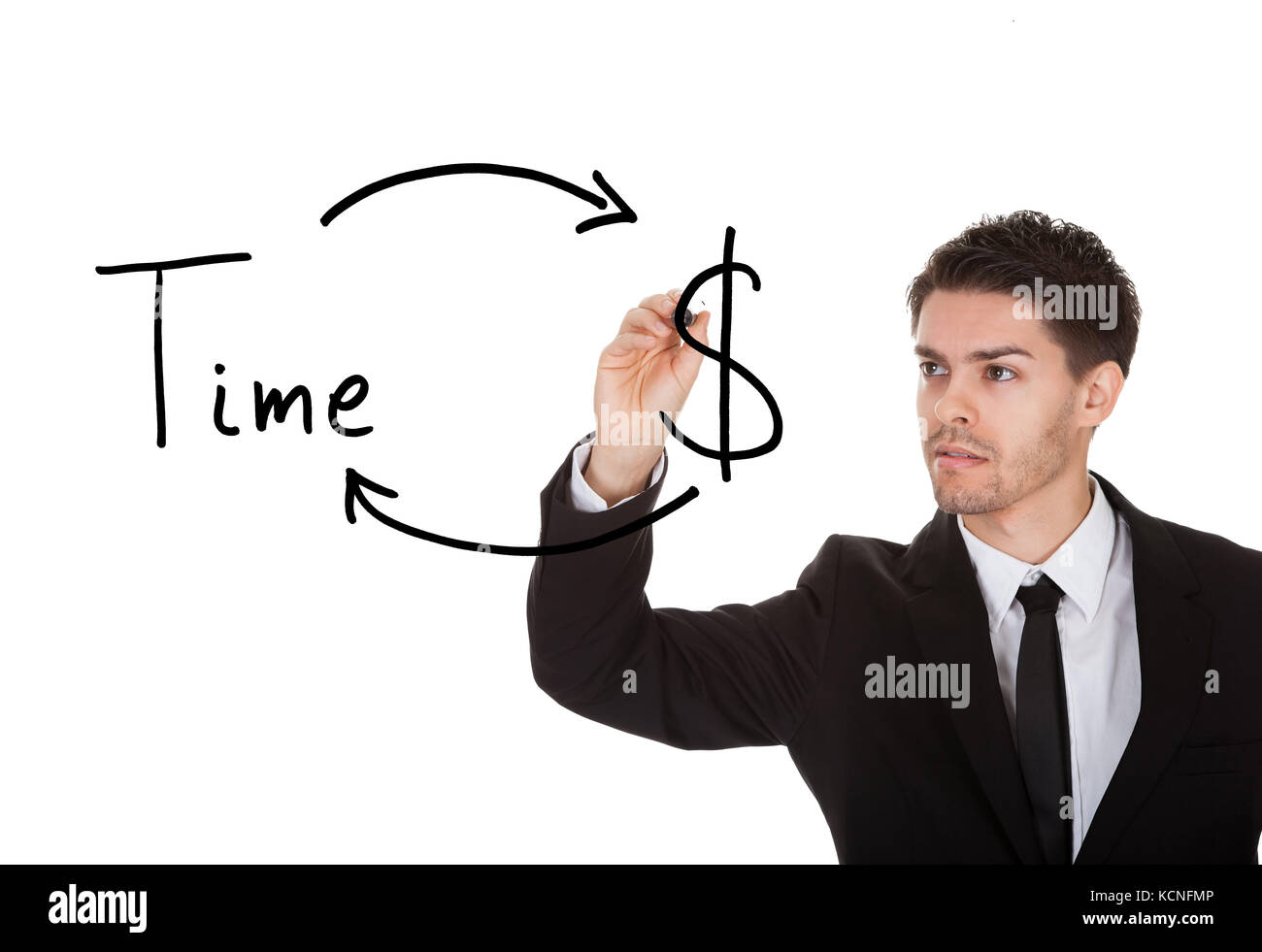Time is money concept sur écran blanc Banque D'Images