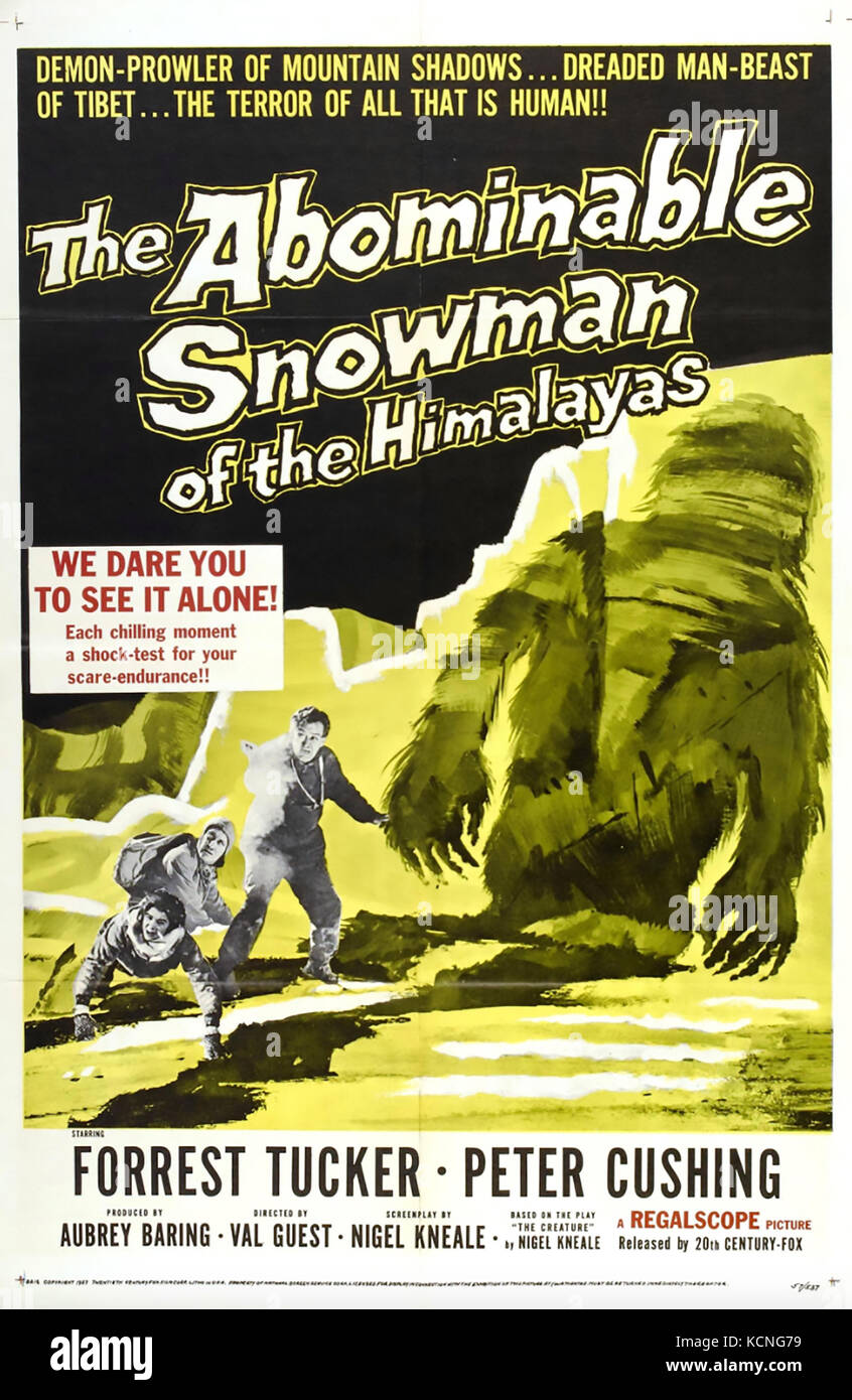 Le BONHOMME DE NEIGE ABOMINABLE DE L'HIMALAYA 1957 film Fox du 20ème siècle avec Peter Cushing Banque D'Images