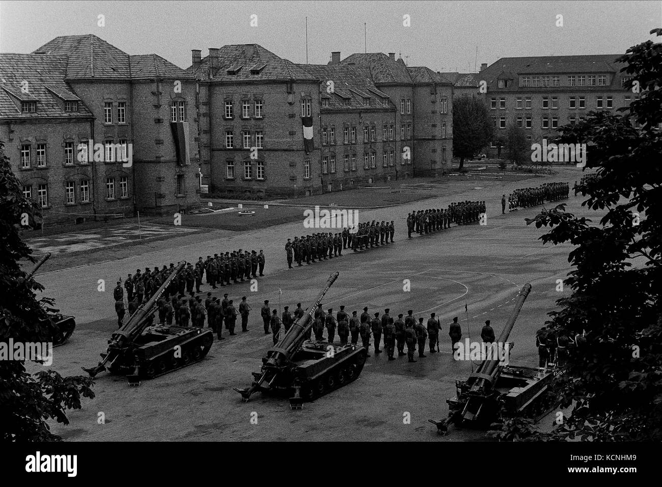 La vie quotidienne des soldats français dans une caserne allemande, Offenburg, Allemagne de l'Ouest Banque D'Images
