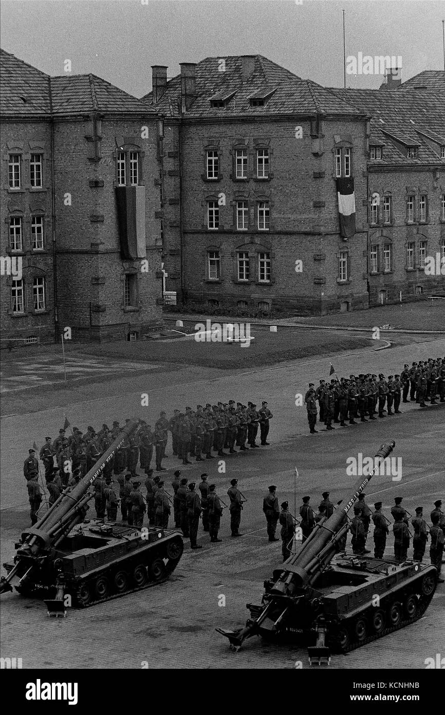 La vie quotidienne des soldats français dans une caserne allemande, Offenburg, Allemagne de l'Ouest Banque D'Images
