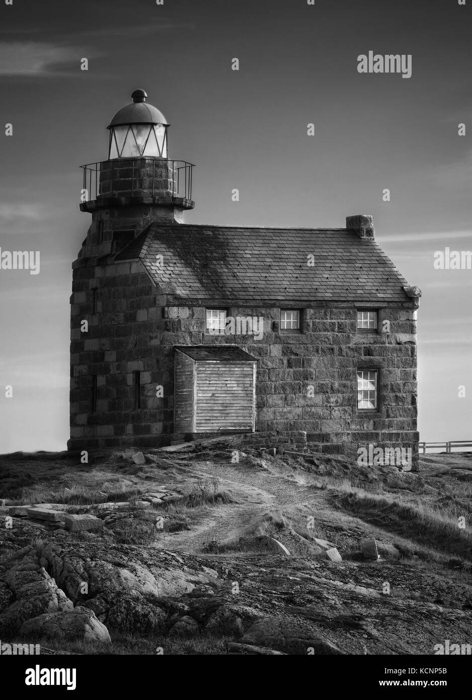 Coucher du soleil sur la côte sud-ouest, Rose Blanch Leuchtturm Site historique, Terre-Neuve et Labrador Banque D'Images