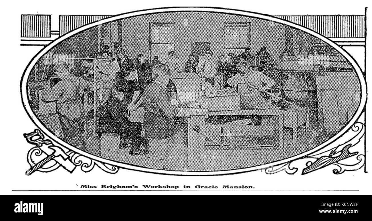 Une représentation de l'atelier de Brigham au sein de Gracie Mansion, mettant l'accent sur les aspects historiques et culturels de ce monument New-yorkais remarquable. Banque D'Images