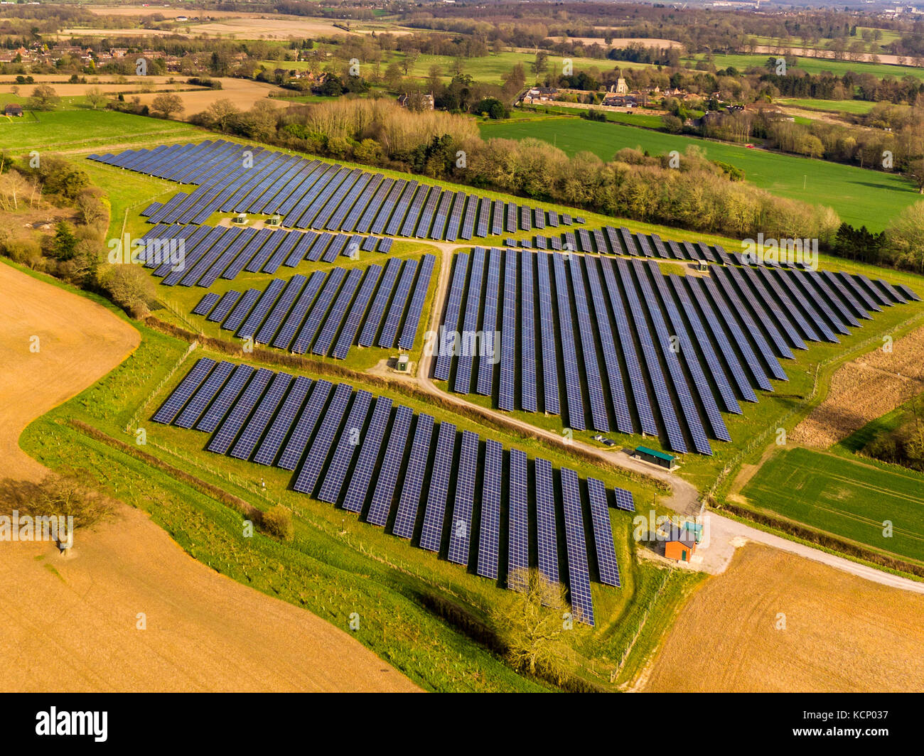 La ferme solaire hothfield, Kent, drone abattu Banque D'Images