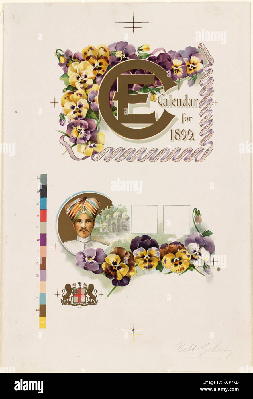 Calendrier pour 1899 couvrent par Boston Public Library Banque D'Images