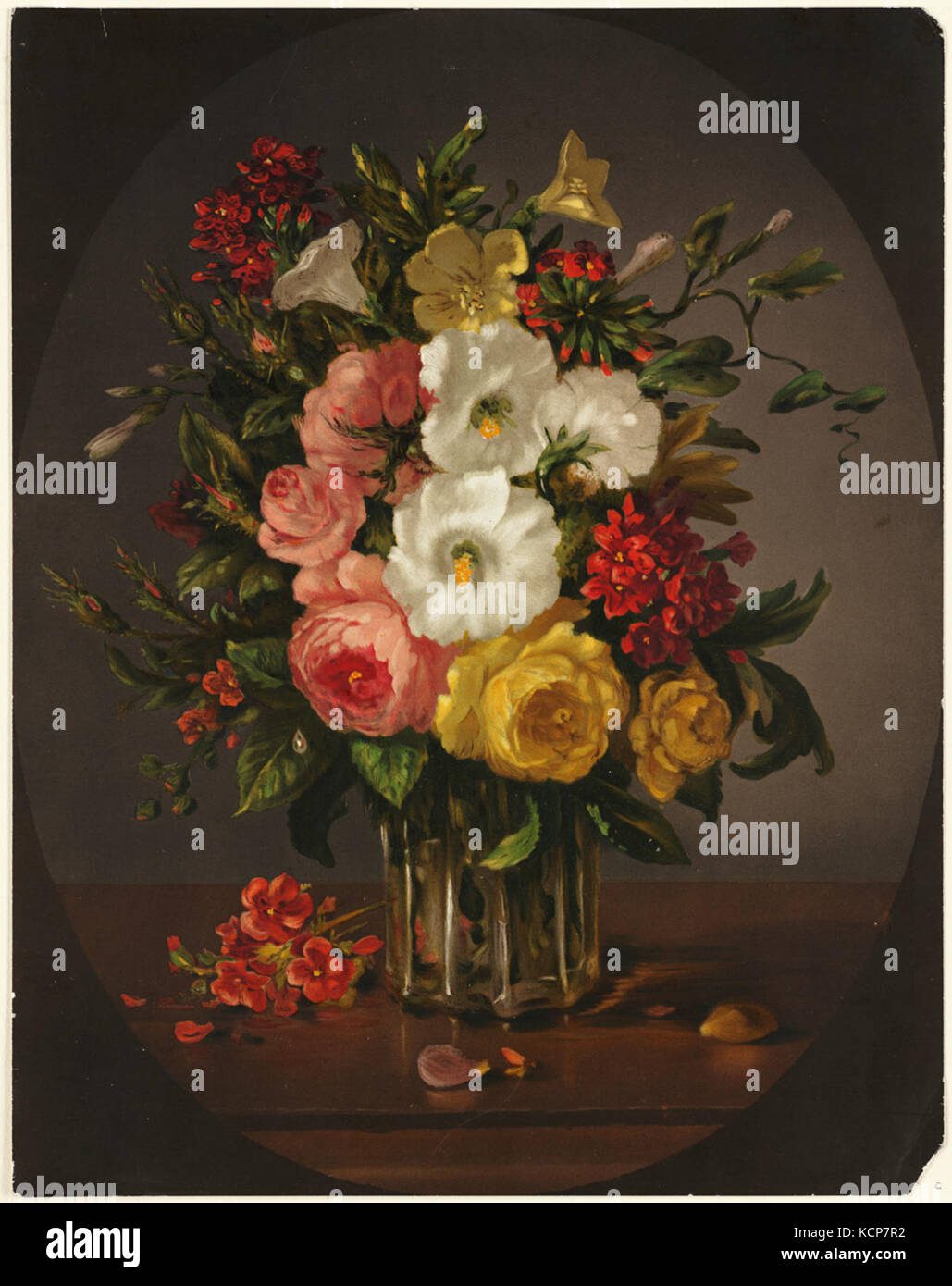 Fleurs dans un vase en verre (Boston Public Library) Banque D'Images