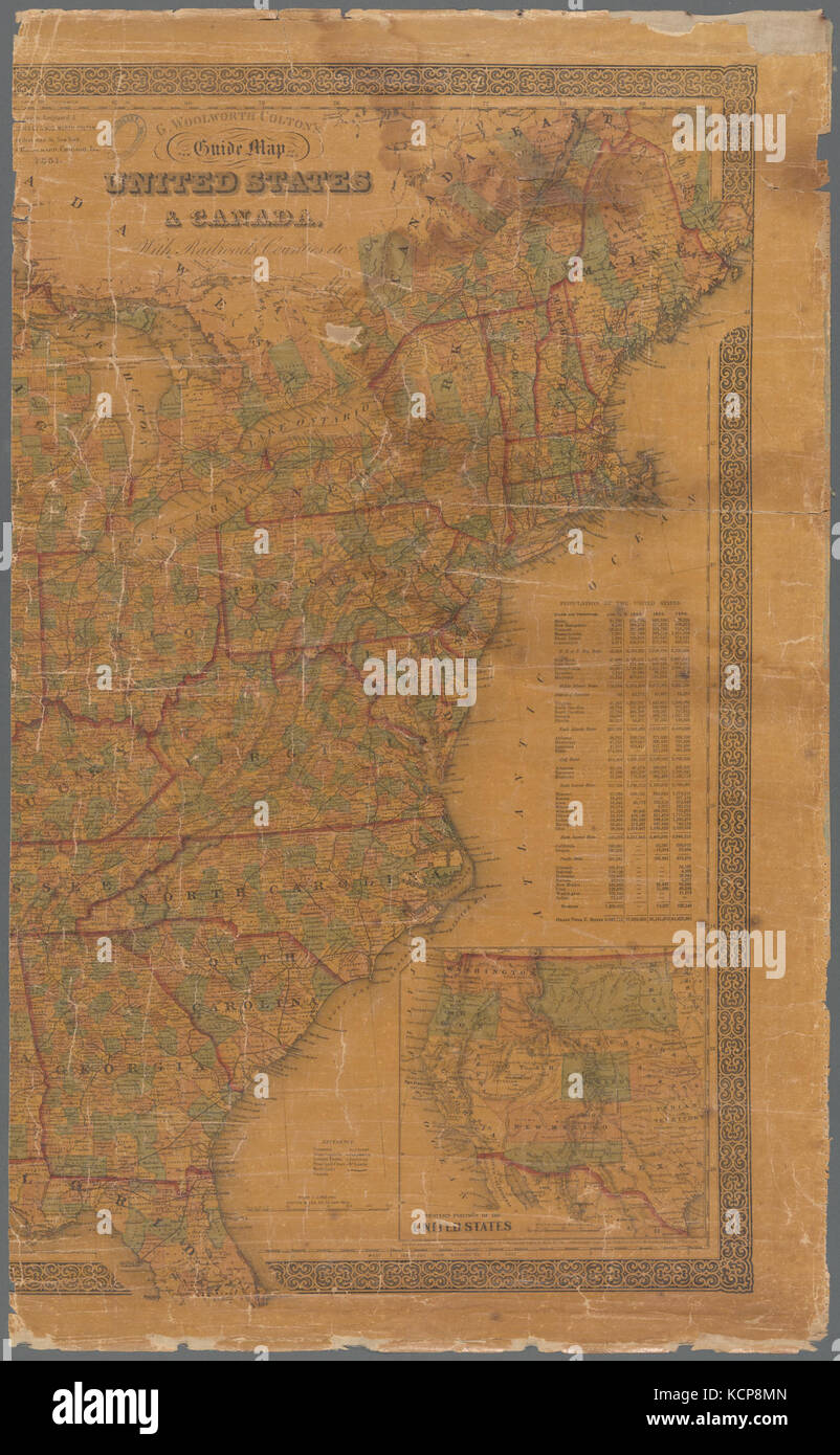 G. Woolworth Colton de neuf guide carte des États-Unis et du Canada, avec les chemins de fer, les comtés, etc. (NYPL b20643941 5686961) Banque D'Images