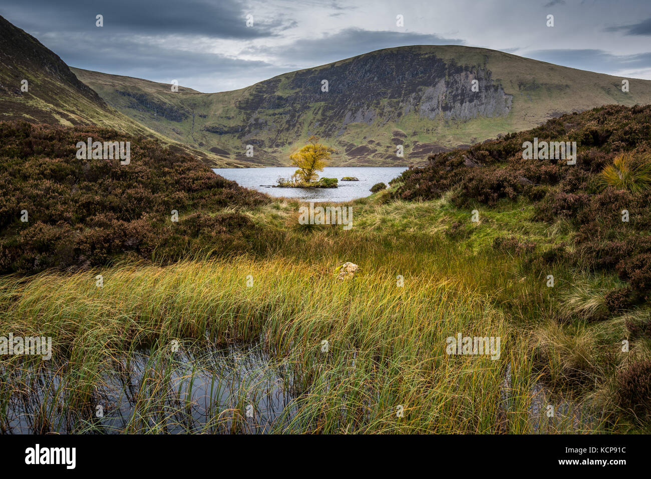Loch Skene aux frontières écossaises, un Loch isolé au-dessus de la cascade de Grey Mares Tail Banque D'Images