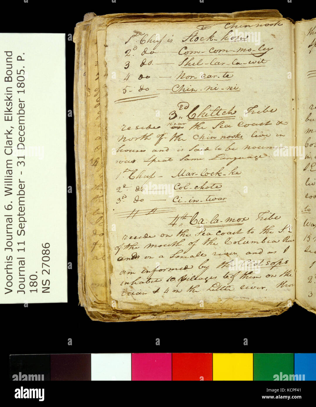 Clark Family Collection Volume 6. Elkskin Journal, page 180, sans date Banque D'Images