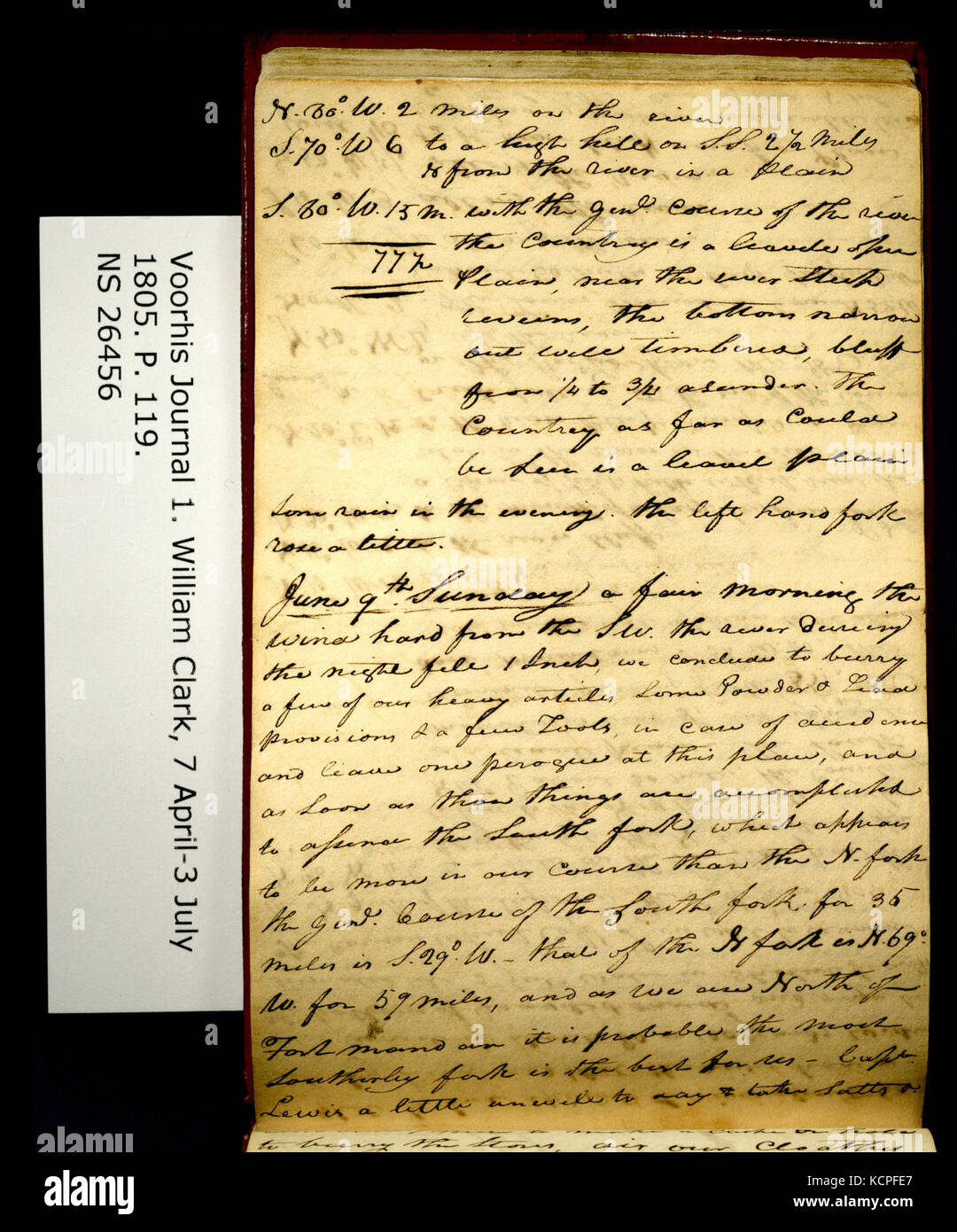 La Clark Family Collection présente une entrée de journal du 8 au 9 juin 1805 par Voorhis, offrant un aperçu de la vie américaine et de l'histoire familiale au début du XIXe siècle. Banque D'Images