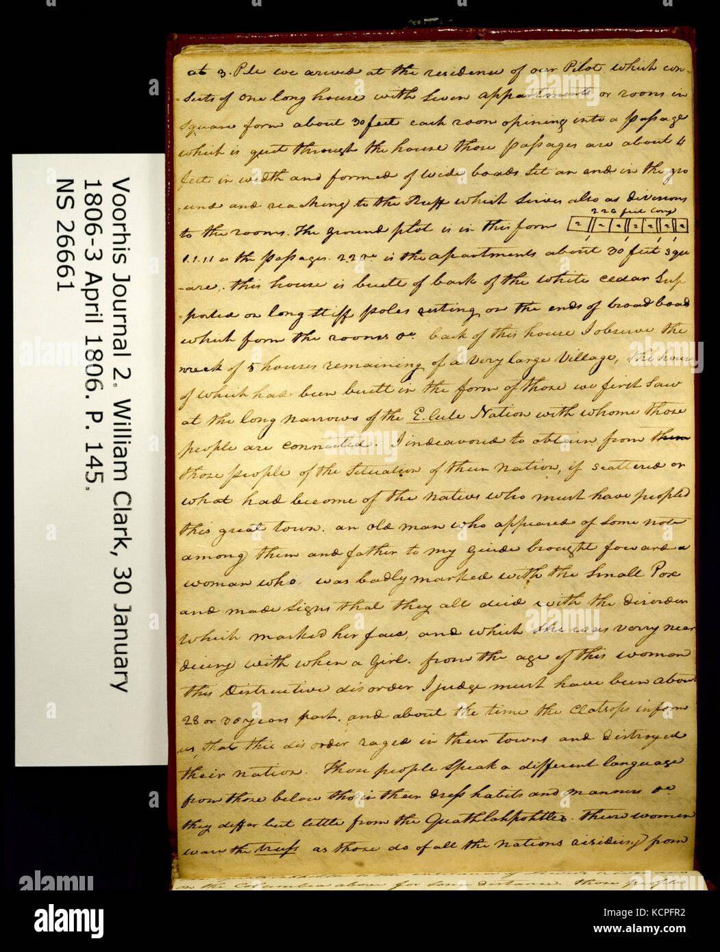 Clark Family Collection Volume 2. Voorhis Journal No 2, page 145, 3 avril 1806 Banque D'Images