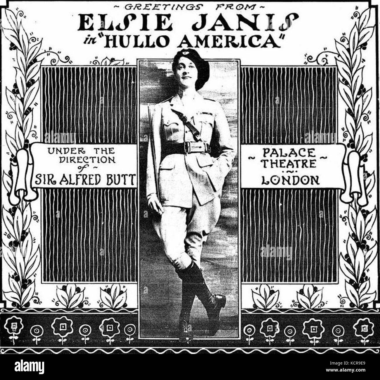 Elsie Janis, une interprète populaire, a joué dans 'Hullo America', un spectacle de Broadway en décembre 1918. La performance a été une partie importante de sa carrière et du théâtre américain du début du XXe siècle. Banque D'Images