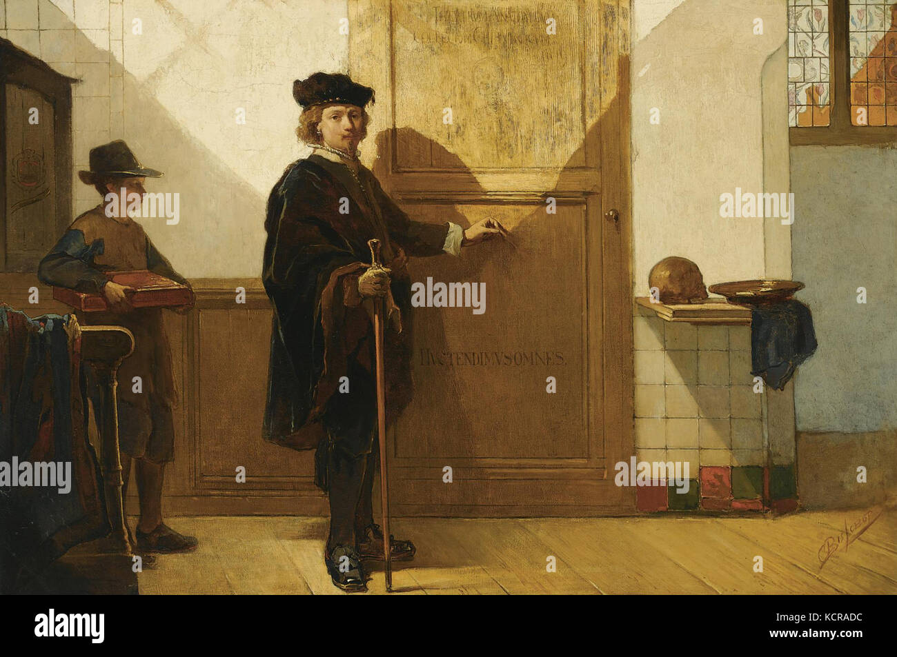 Christoffel Bisschop Rembrandt voor de lettres van het Theatrum Anatomicum Banque D'Images