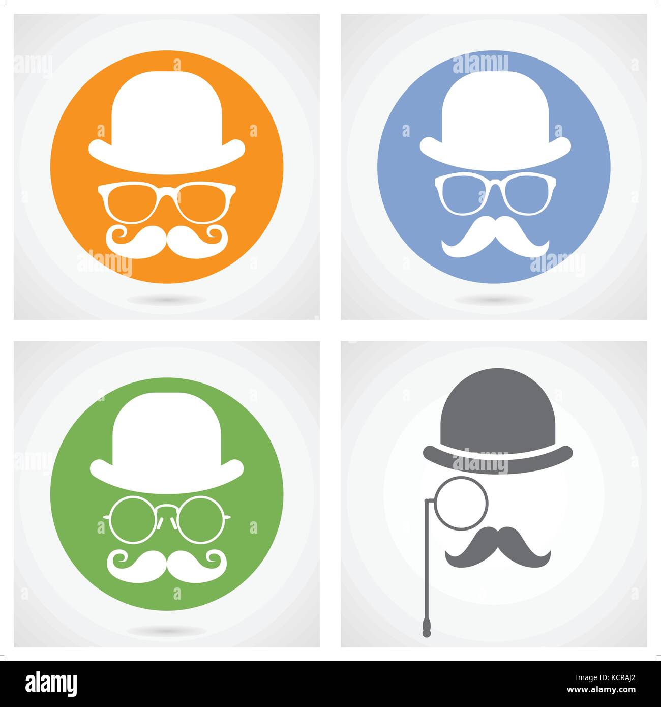 Silhouette de gentleman's face avec moustaches, Bowler et verres - hipster ou capitaliste Illustration de Vecteur