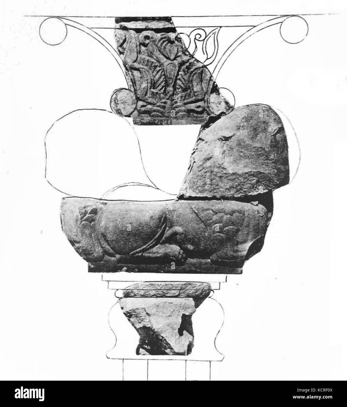Bodh Gaya capital pilier Sunga 1er siècle avant notre ère Cunningham Banque D'Images
