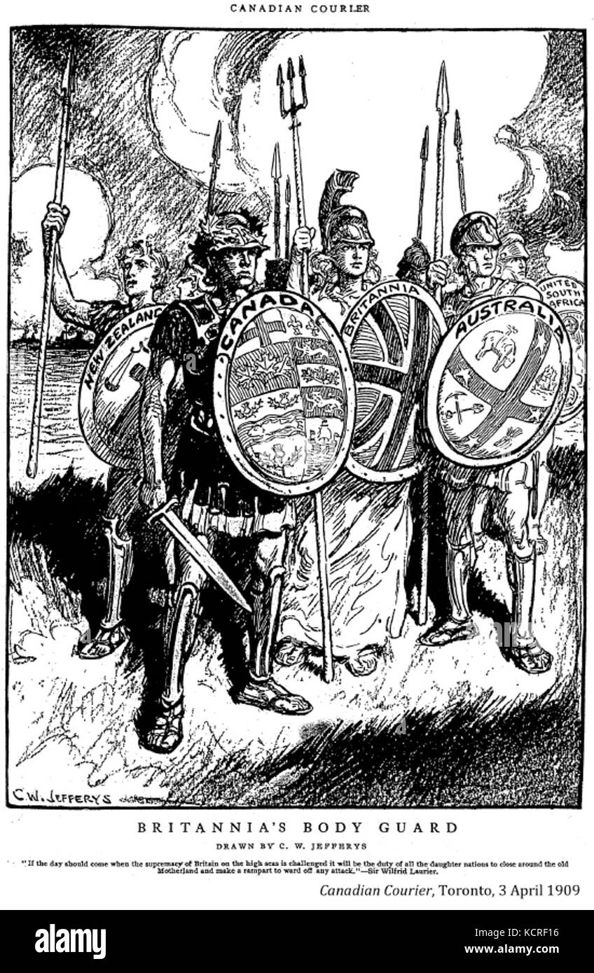 Une représentation de « Britannia's Body Guard », faisant probablement référence à une unité cérémonielle ou militaire chargée de protéger la monarchie britannique ou le symbole de la Grande-Bretagne. Banque D'Images