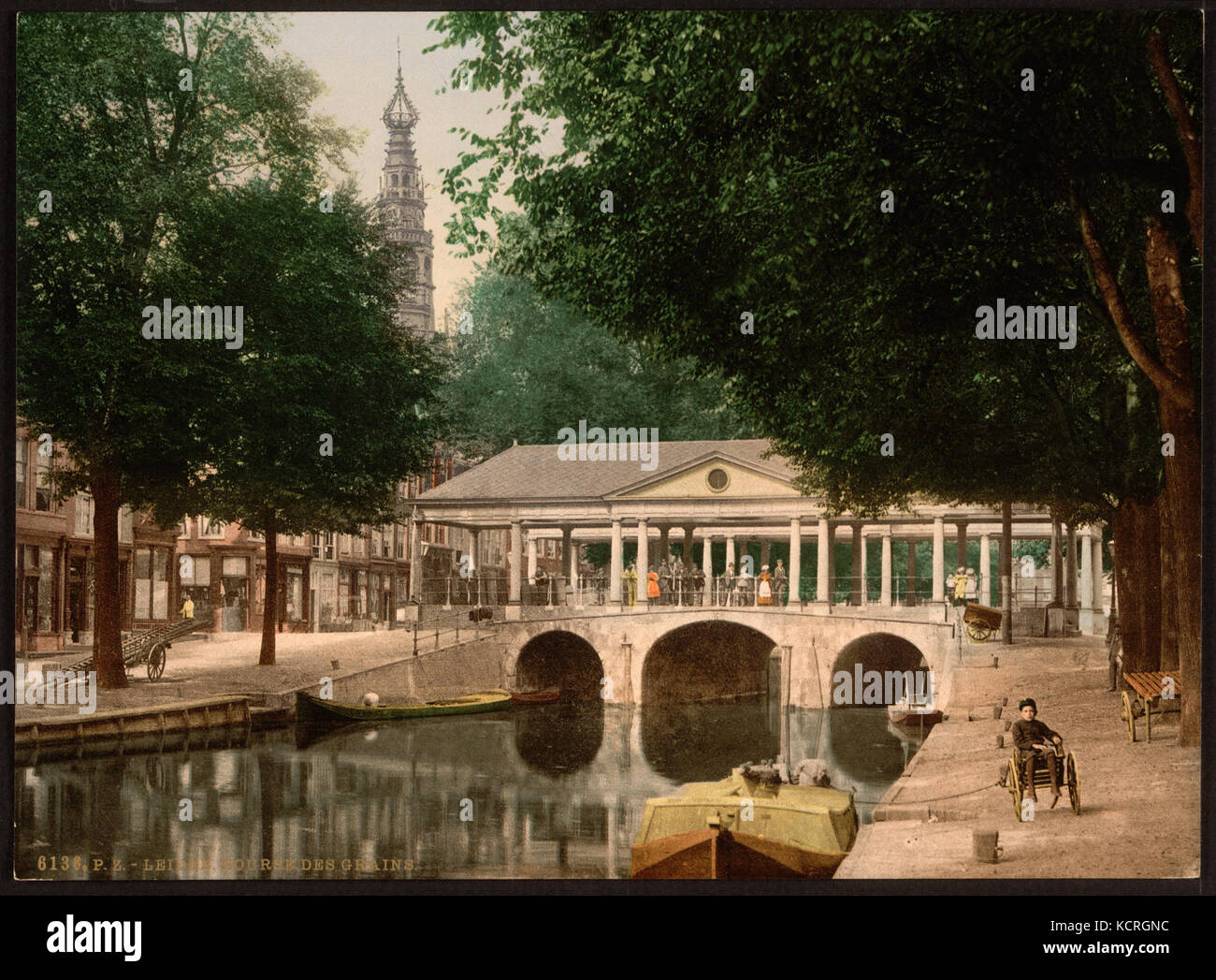 Le maïs (c.-à-d. le blé) avec salle d'échange de la tour de ville, Leyde (Leiden) (c.-à-d., Holland RCAC2001699512 Banque D'Images