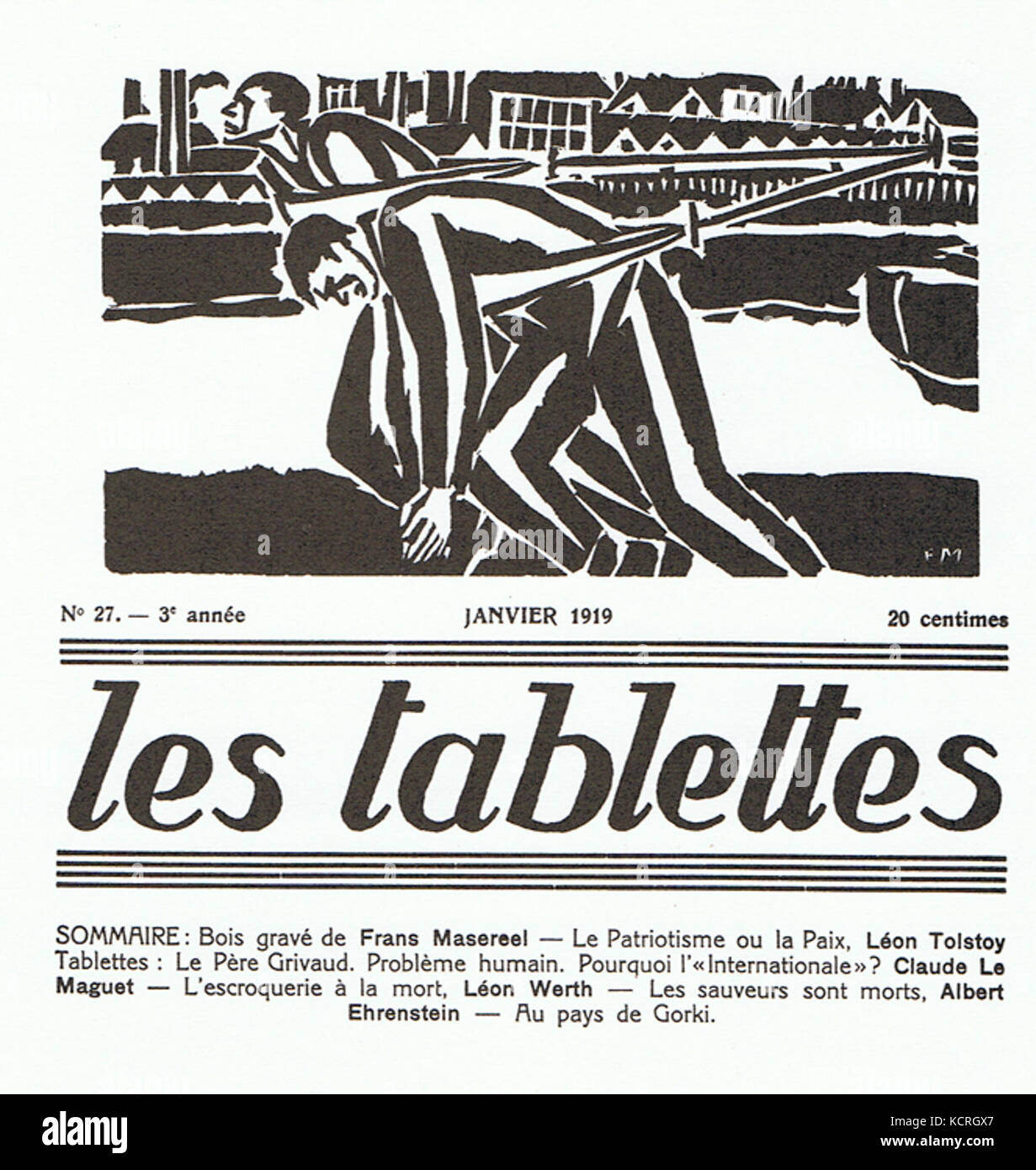 « Les Tablettes » de Frans Masereel est une œuvre narrative visuelle de 1919, combinant une imagerie puissante avec un commentaire social et politique. Il reflète l'exploration de Masereel de la condition humaine, de la vie urbaine et des défis de la modernité. Banque D'Images