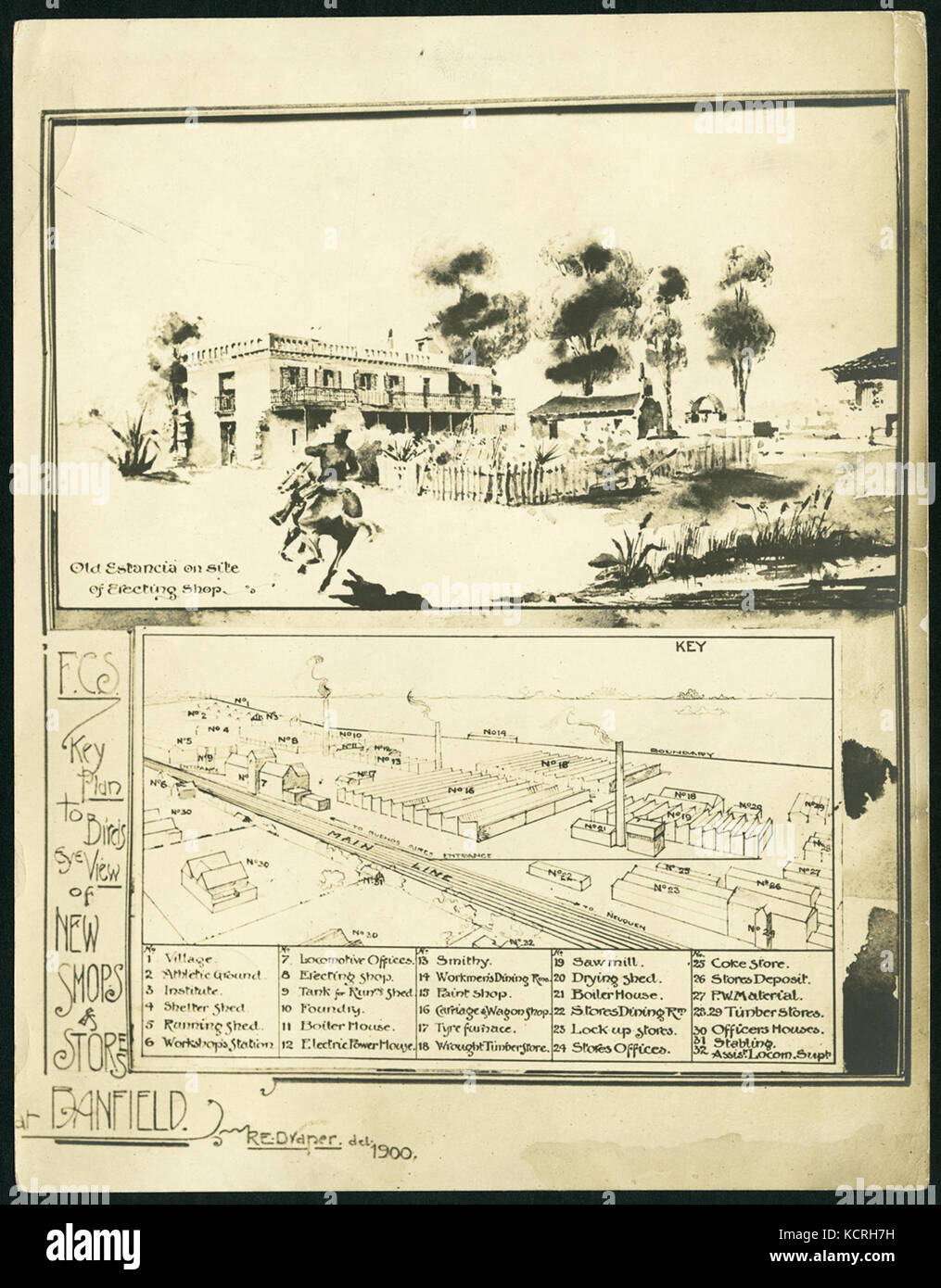 Casco de estancia ubicado en los terrenos donde se levantaron los talleres del Ferrocarril del Sud Banque D'Images