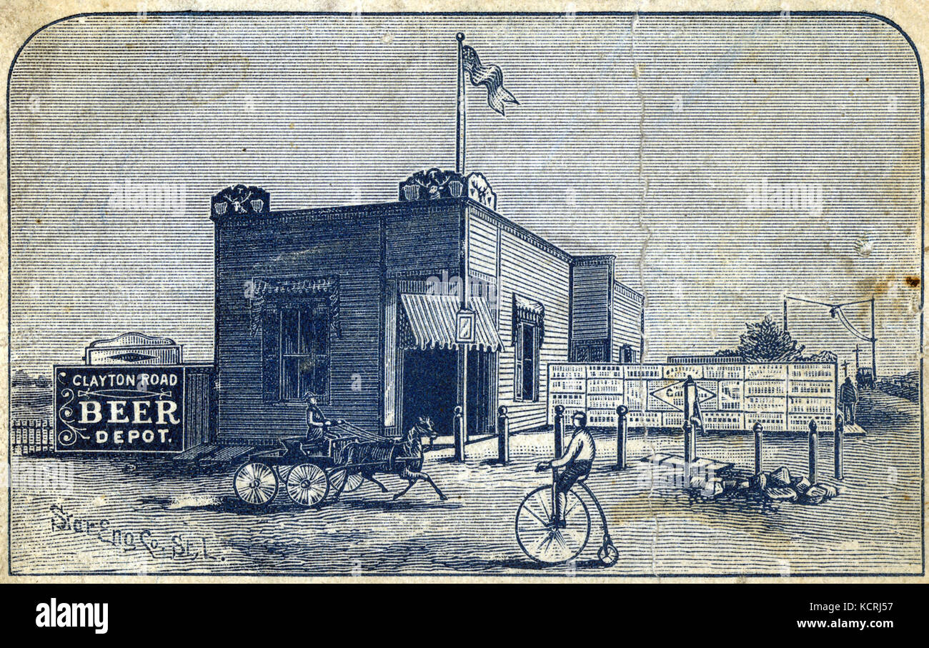 Clayton Road Beer Depot carte de publicité. Clayton Road et Route (1200 Tamm Tamm Road). John C. Tourney, propriétaire Banque D'Images