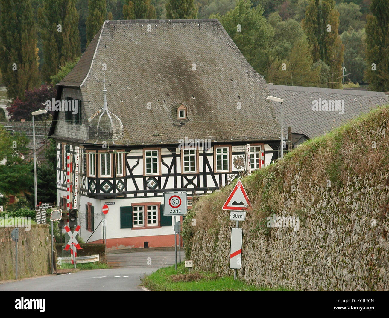 L'industrie allemande du vin : Rheingau, Hattenheim, maison à colombages Banque D'Images