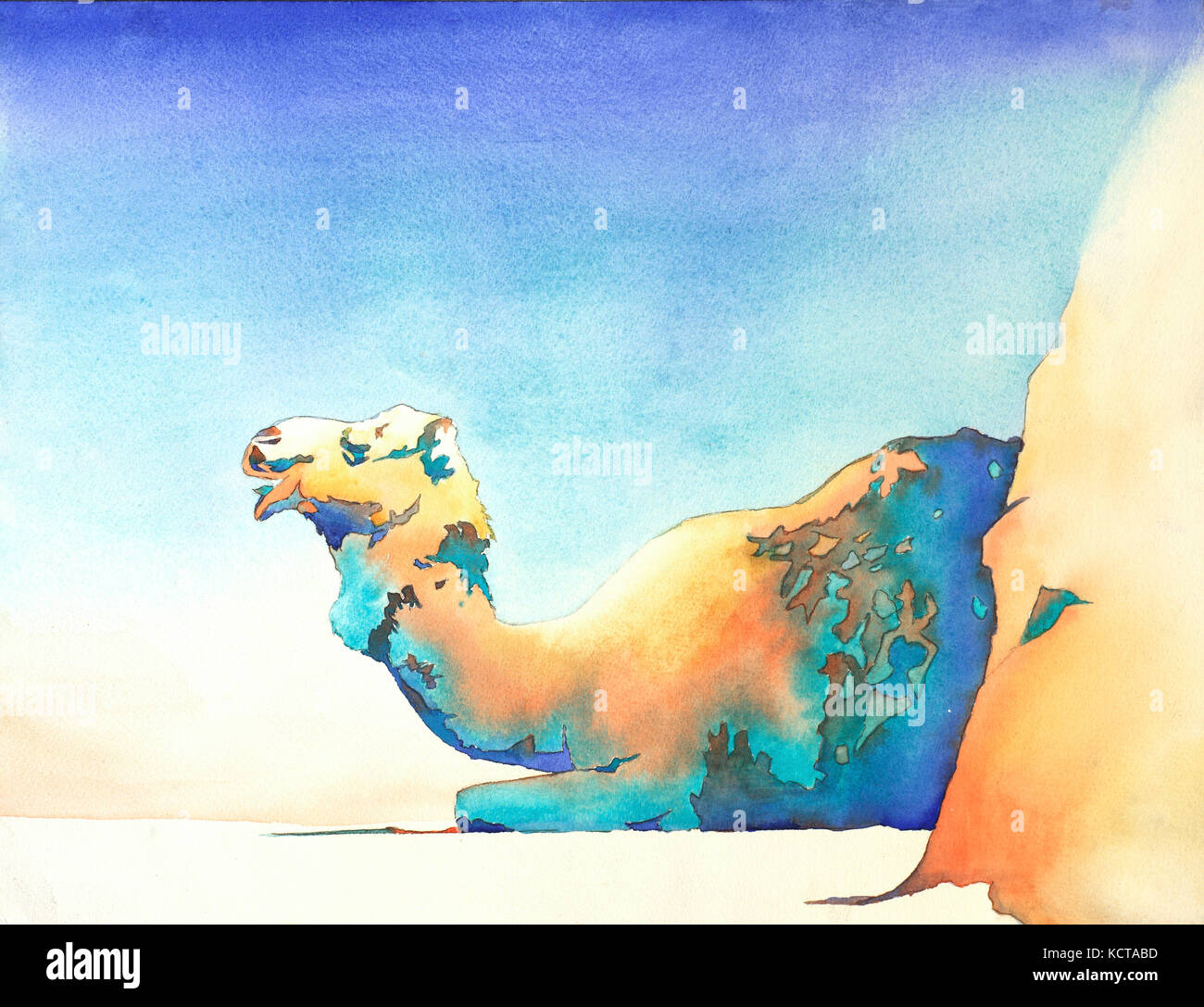 Peinture de camel étendue sur le sol. Camel Camel art peinture. Banque D'Images