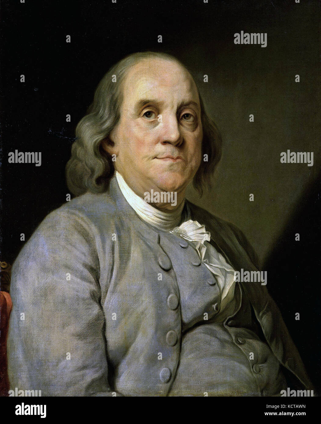 Benjamin FRANKLIN (1706-1790) imprimeur, scientifique et homme d'État américain peint en 1785 par Joseph Duplessis Banque D'Images