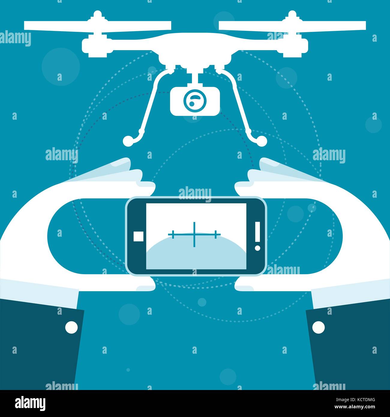 Quadrocopter télécommande du smartphone Illustration de Vecteur