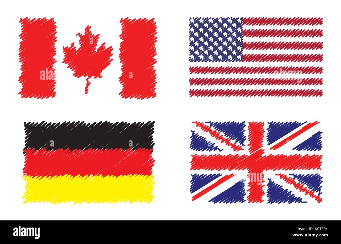 Collection de drapeaux drapeaux stylisés Illustration de Vecteur