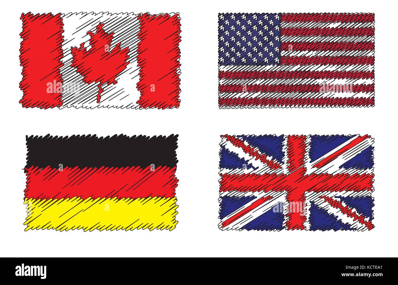 Collection de drapeaux drapeaux stylisés Illustration de Vecteur