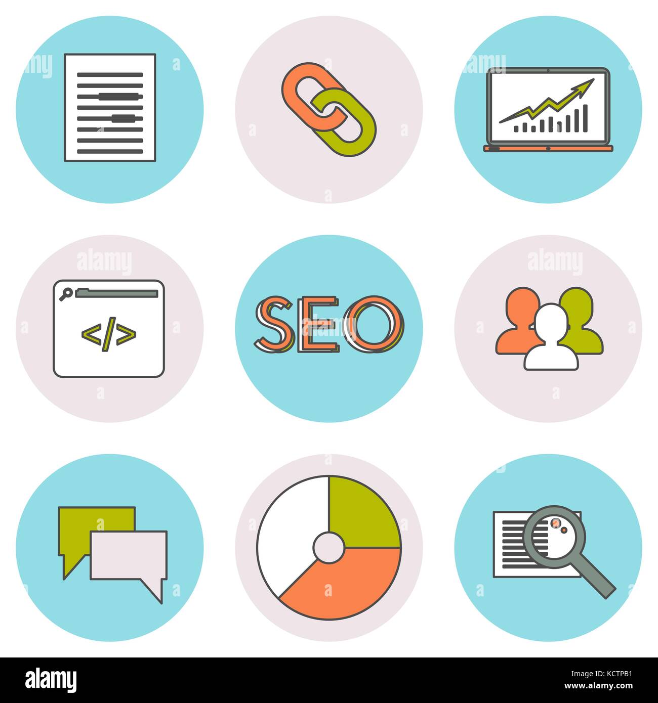 Ligne seo icons set. Illustration de Vecteur