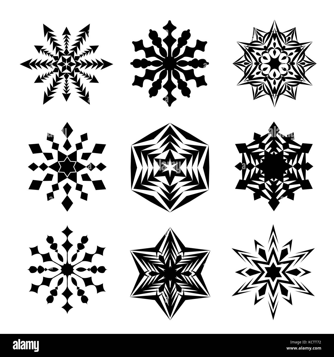 Vector black flocons isolated on white Illustration de Vecteur