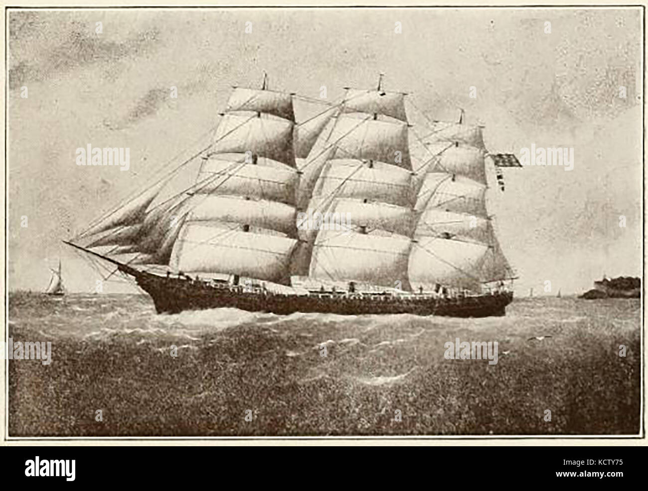 Les 1687 tonnes , triple nous pontés navire à voile à DANIEL I. TENNEY - Port 1875 Newbury Banque D'Images