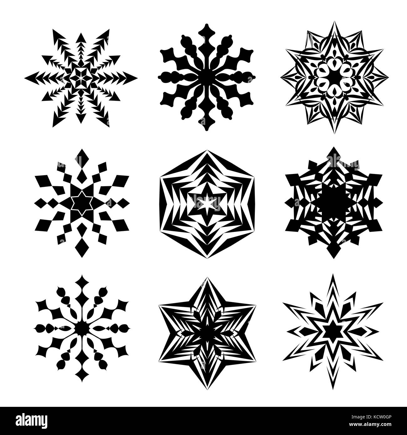 Vector black flocons isolated on white Illustration de Vecteur
