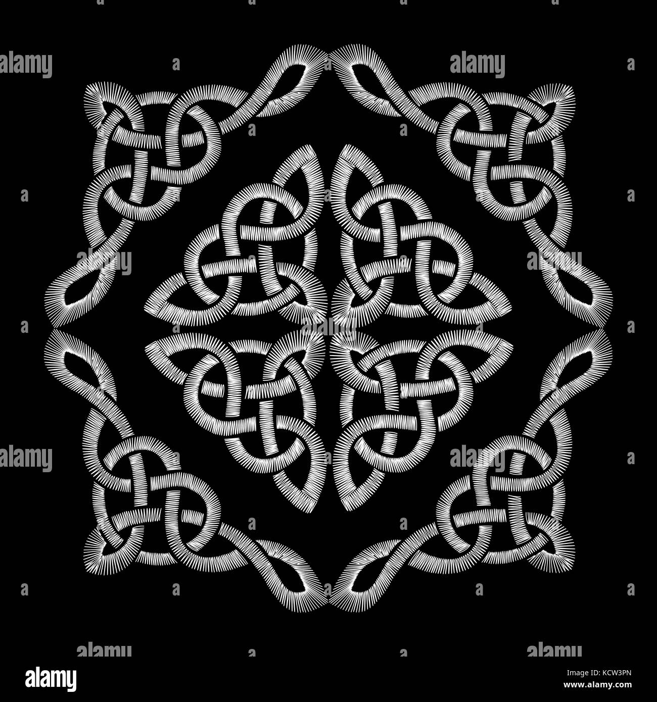 Motif brodé broderie noeud celtique. collier traditionnel ornement. design élégant. Encolure vector illustration Illustration de Vecteur