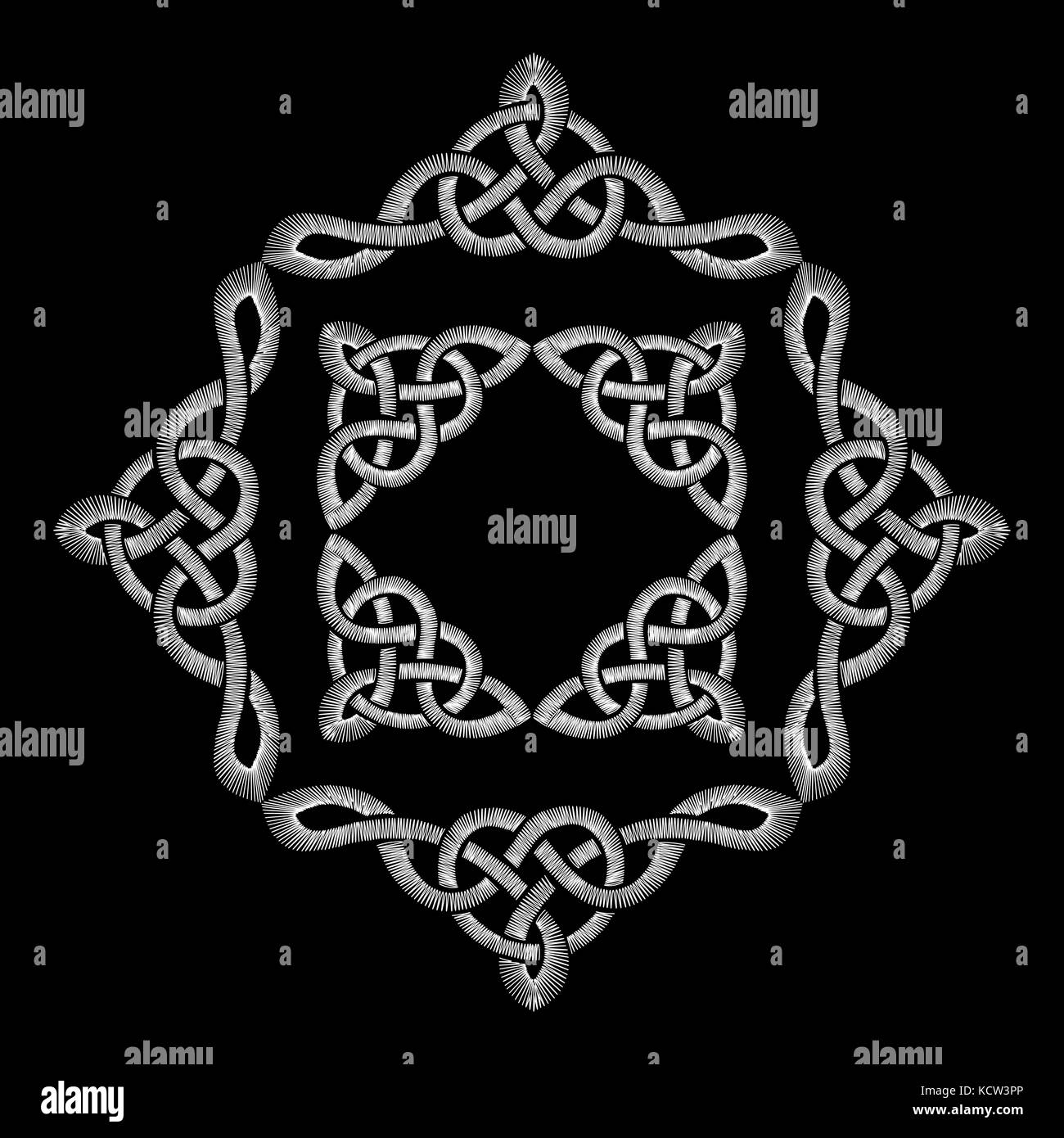 Motif brodé broderie noeud celtique. collier traditionnel ornement. design élégant. Encolure vector illustration Illustration de Vecteur