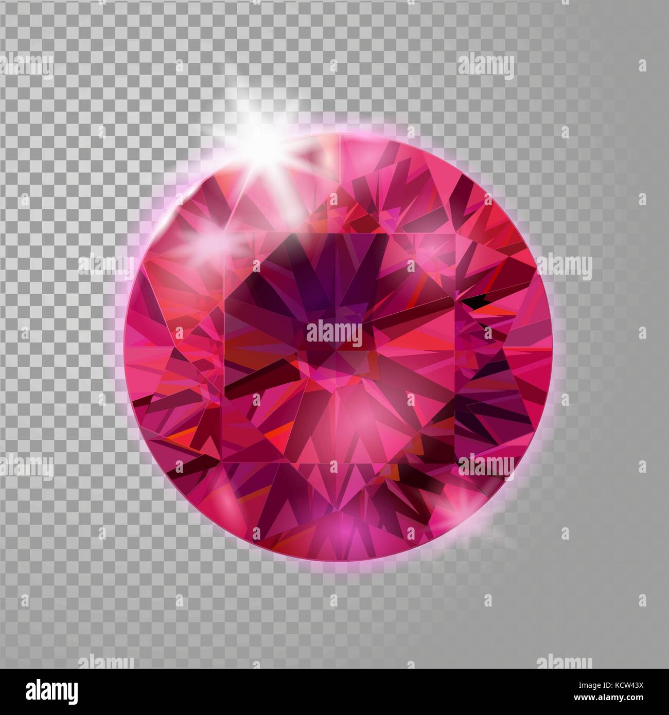 Rose rouge cristal gemme rubis pierres précieuses bijoux 3D réaliste. vector illustration détaillée sur fond transparent Illustration de Vecteur